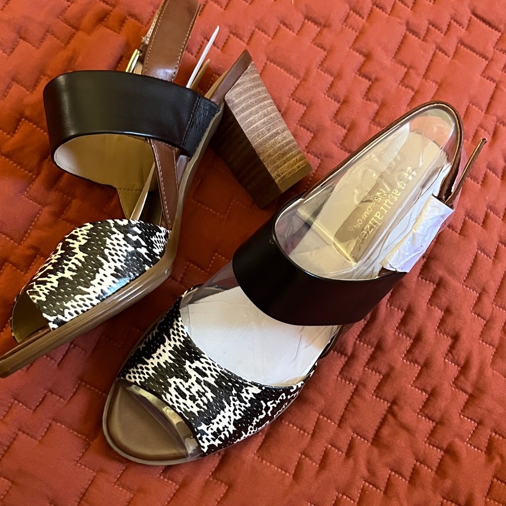 Naturalizer Black and Brown Patterned Heels 9M - Picture 6 of 6